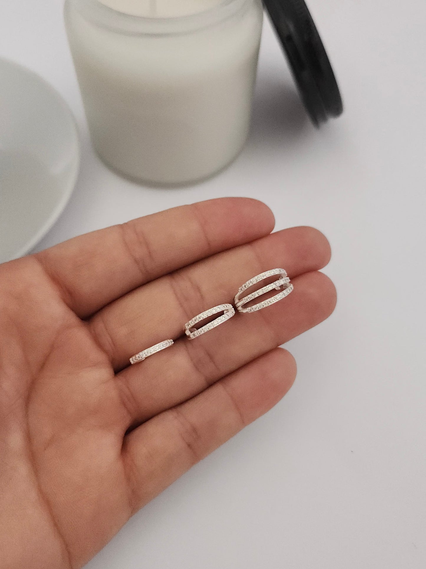 TRIO ARGOLA DE PRATA COM MICROZIRCONIA